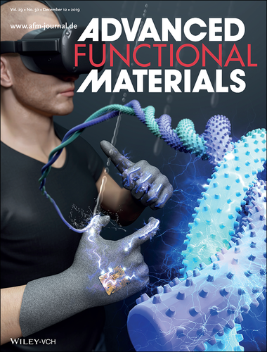Advanced Functional Materials Back Cover, conductive hierarchical hairy-fiber sensor