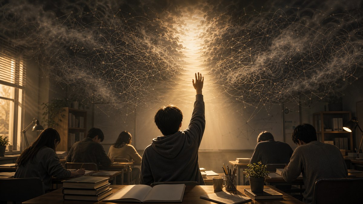 A student using AI to explore questions while studying
